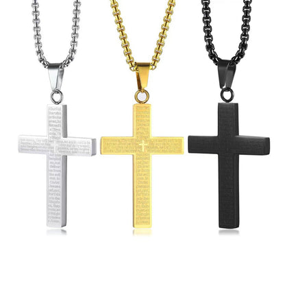 Scripture Cross Pendant Titanium Steel Necklace