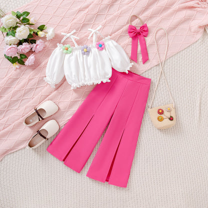 Strap Flower Pants Set