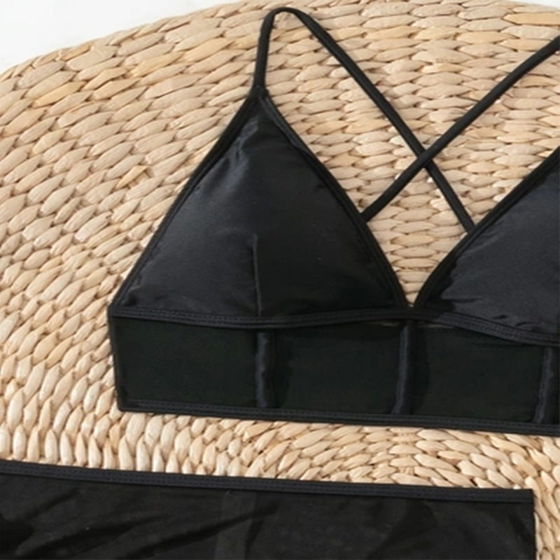 Solid Color Sexy Four-Piece Bikini Swimwear Set for Women