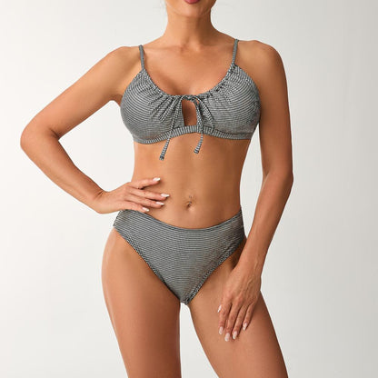 Swimsuit Split Female Seaside Sexy High Waist Solid Color