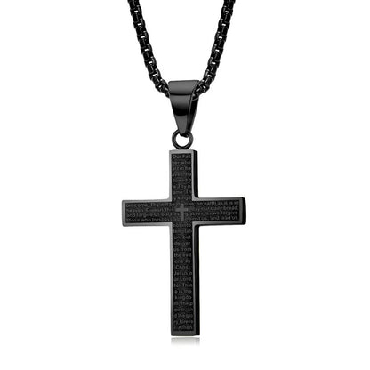 Scripture Cross Pendant Titanium Steel Necklace