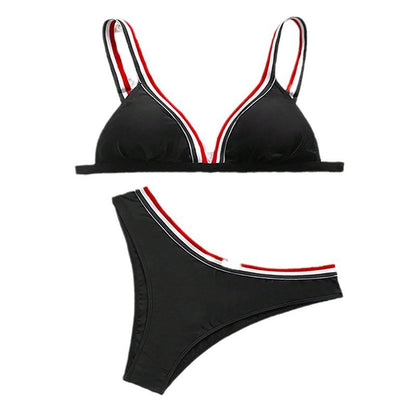 Women's Color-Block Strappy Bikini for Beach and Hot Springs