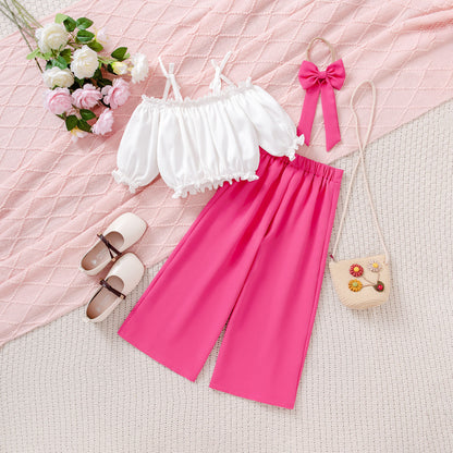 Strap Flower Pants Set