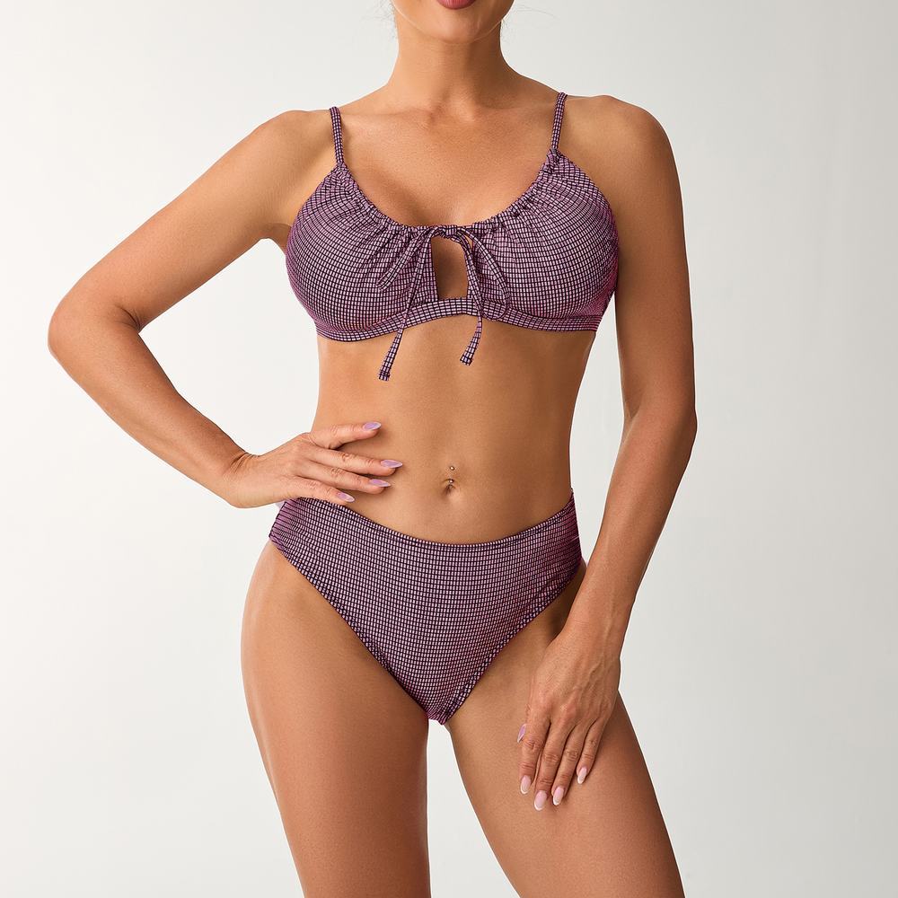 Swimsuit Split Female Seaside Sexy High Waist Solid Color